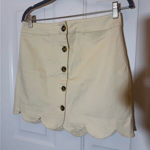 Francesca's Ivory Scallop Hem Skirt with Tortoiseshell Buttons